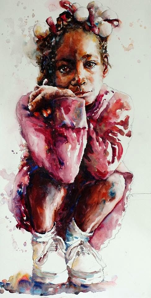 487x960 Watercolor By American Artist By Bev Jozwiak. - African American Watercolor