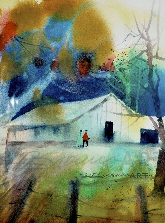 570x769 Barn Outing Watercolor Painting African American Art Etsy - African Watercolor Paintings