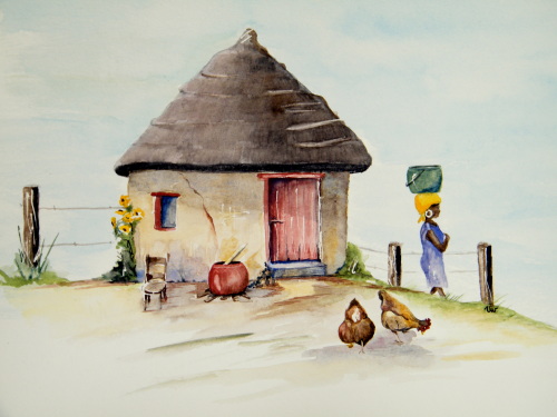 500x375 Paintings - African Watercolor Paintings