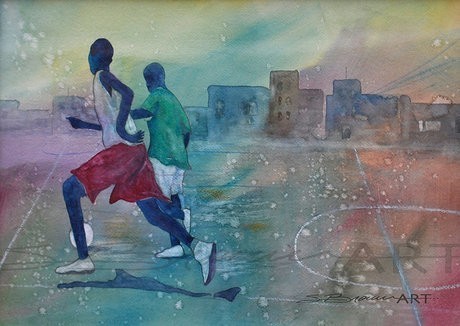 460x326 Webuyblack Gt Watercolor Paintings Gt Dakar Soccer Watercolor Print - African Watercolor Paintings