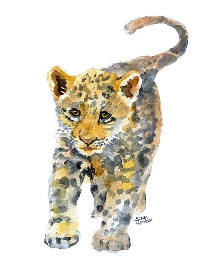 700x875 African Baby Animals Watercolor Art Print Set Susan Windsor - African Watercolor Paintings