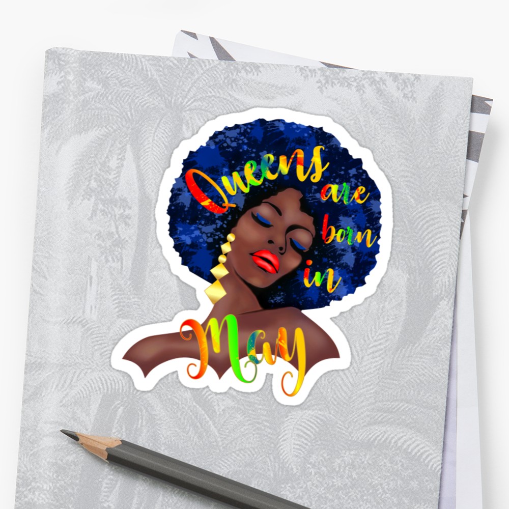 1000x1000 Black Queen Are Born In May T Shirt Afro Hair Watercolor - Afro Watercolor