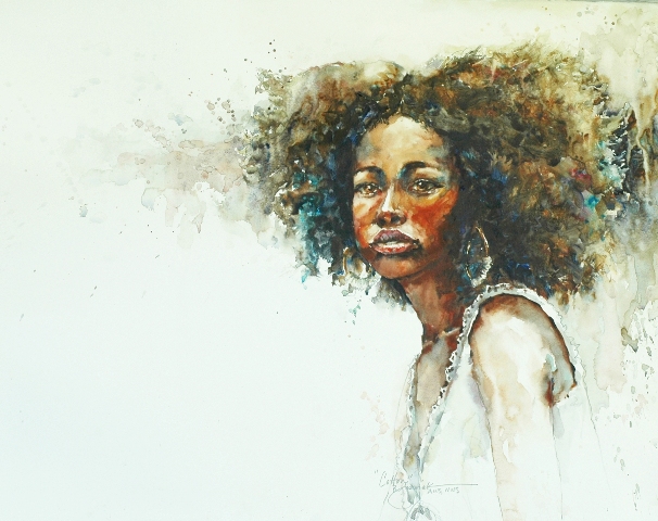606x480 Washington Watercolor Artists - Afro Watercolor