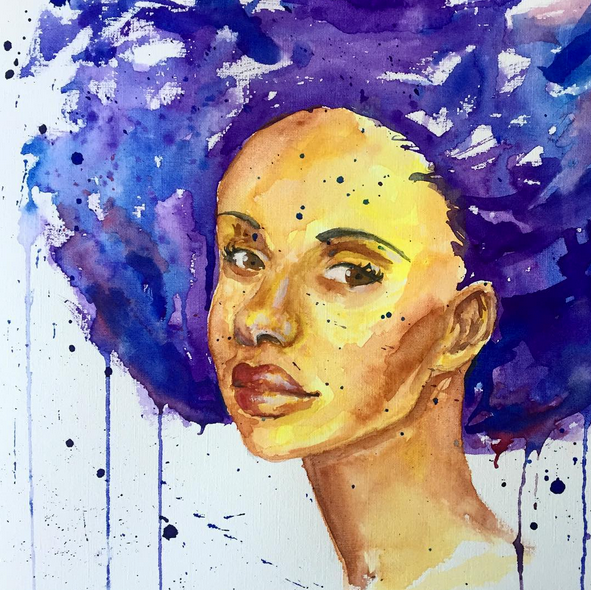 591x590 Watercolor Afro Series On Behance - Afro Watercolor