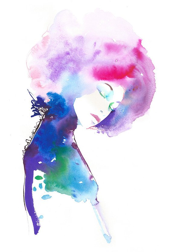 570x833 Afro Fashion Illustration Print Fashion Print Watercolor Etsy - Afro Watercolor