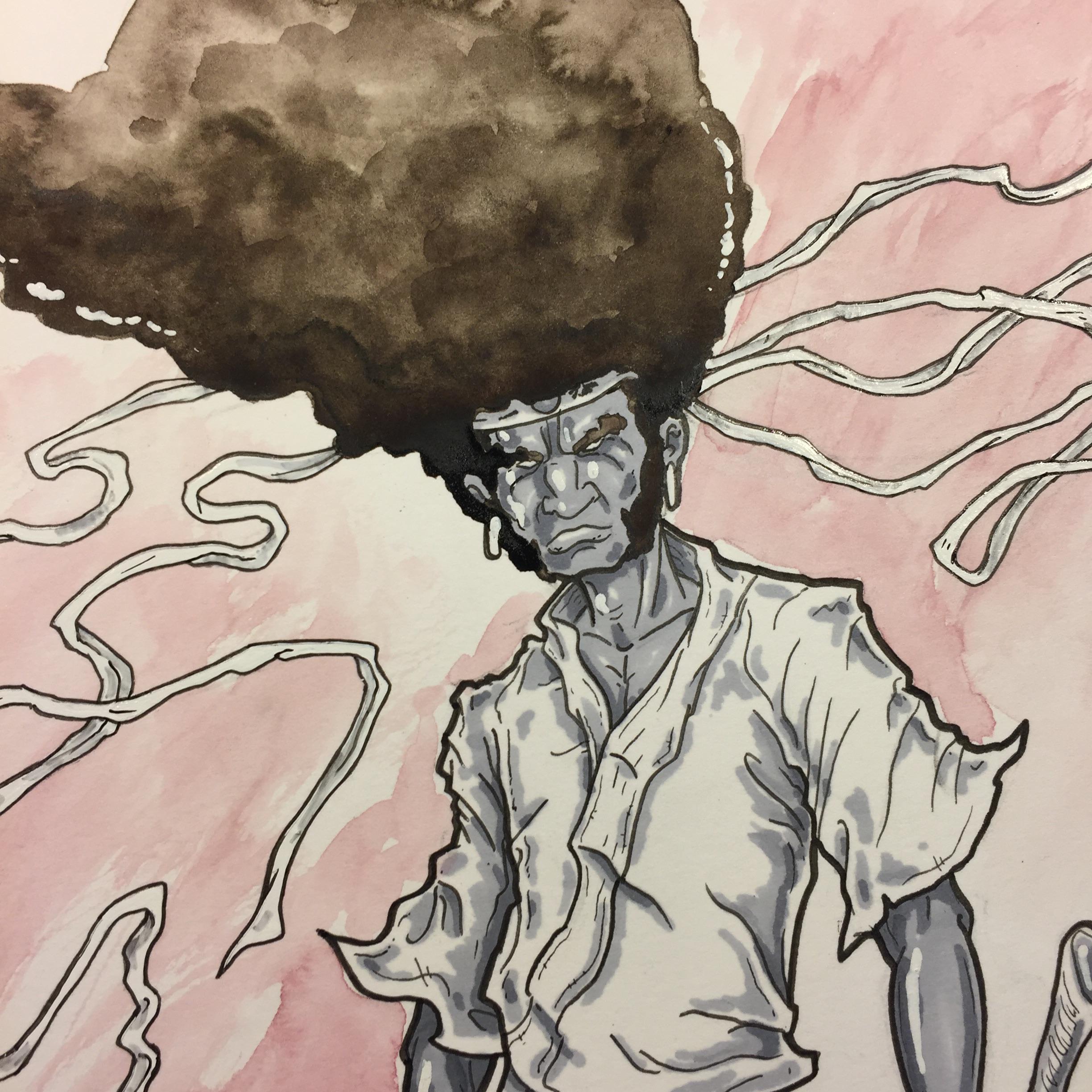 2448x2448 Afro Samurai, Watercolor And Inks. Comicbooks - Afro Watercolor