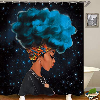 425x425 Qcwn Afro Sexy Lady Shower Curtain Beautiful Girl Art - Afro Watercolor