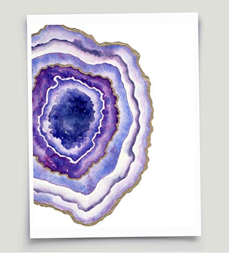 452x500 Watercolor Geode Rock Agate Slice Art Purple And Faux - Agate Watercolor