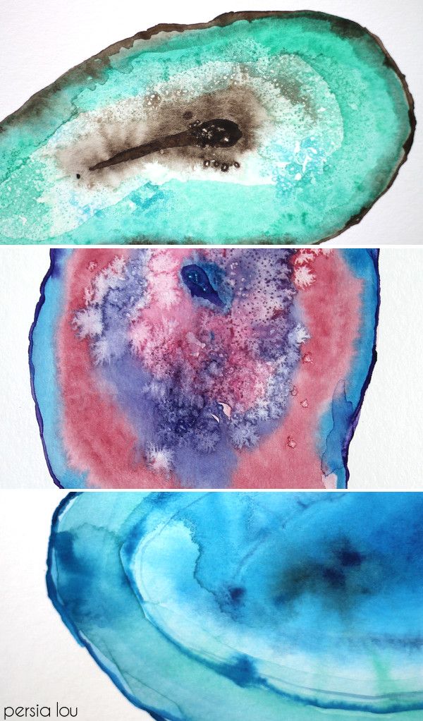 600x1022 How To Paint Watercolor Agate Slices Diy Home Decor - Agate Watercolor