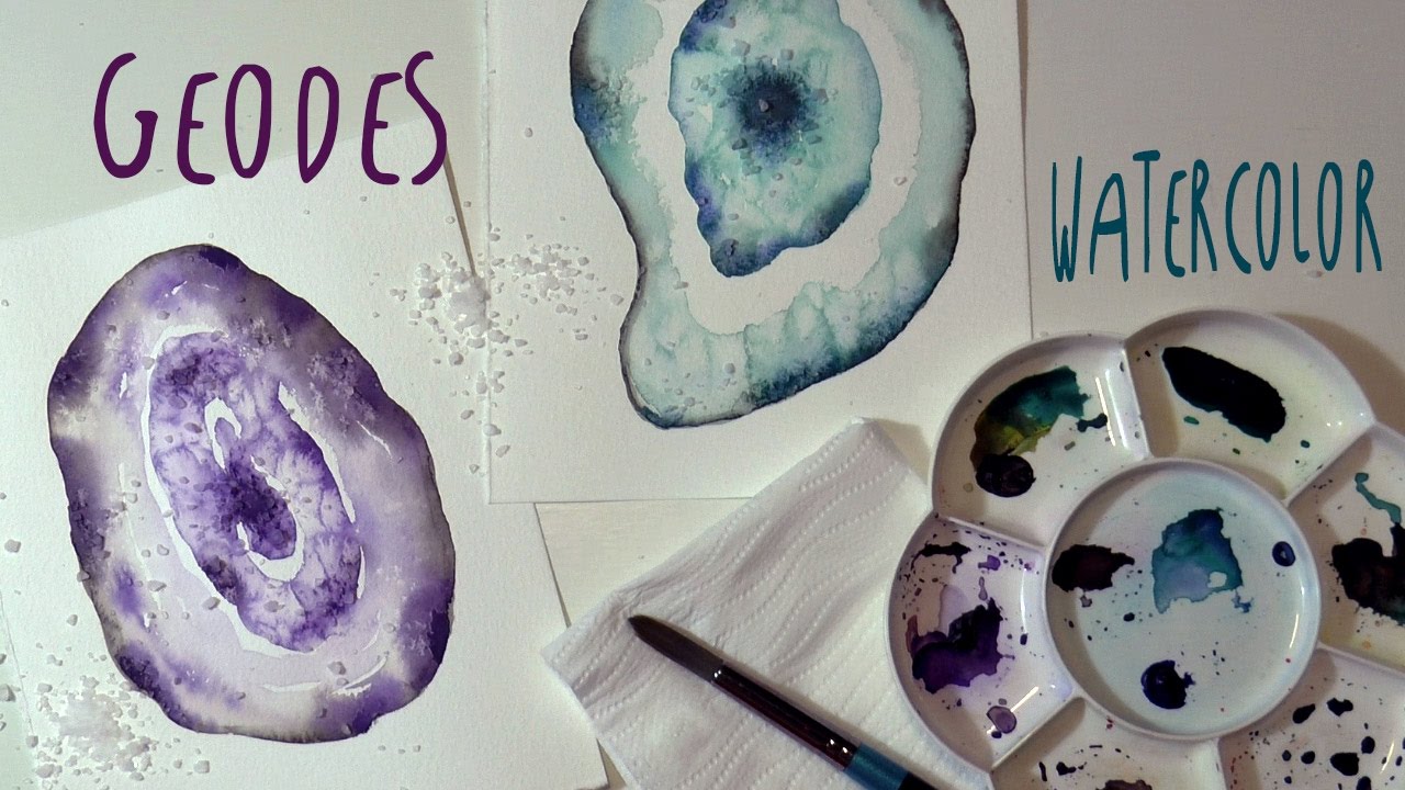 1280x720 How To Paint Agate (Geodes) With Watercolor And Salt Art Tv By - Agate Watercolor