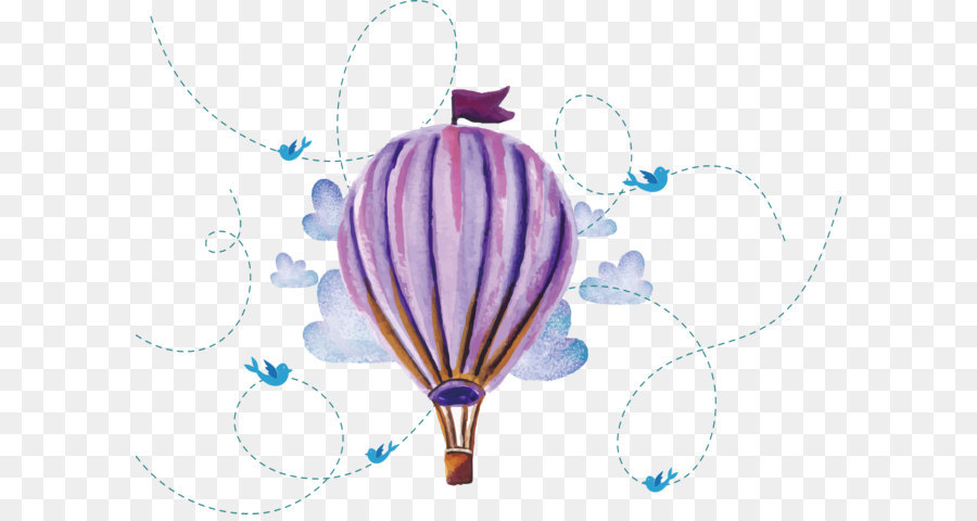 900x480 Watercolor Hand Painted Hot Air Balloon Png Download - Air Balloon Watercolor