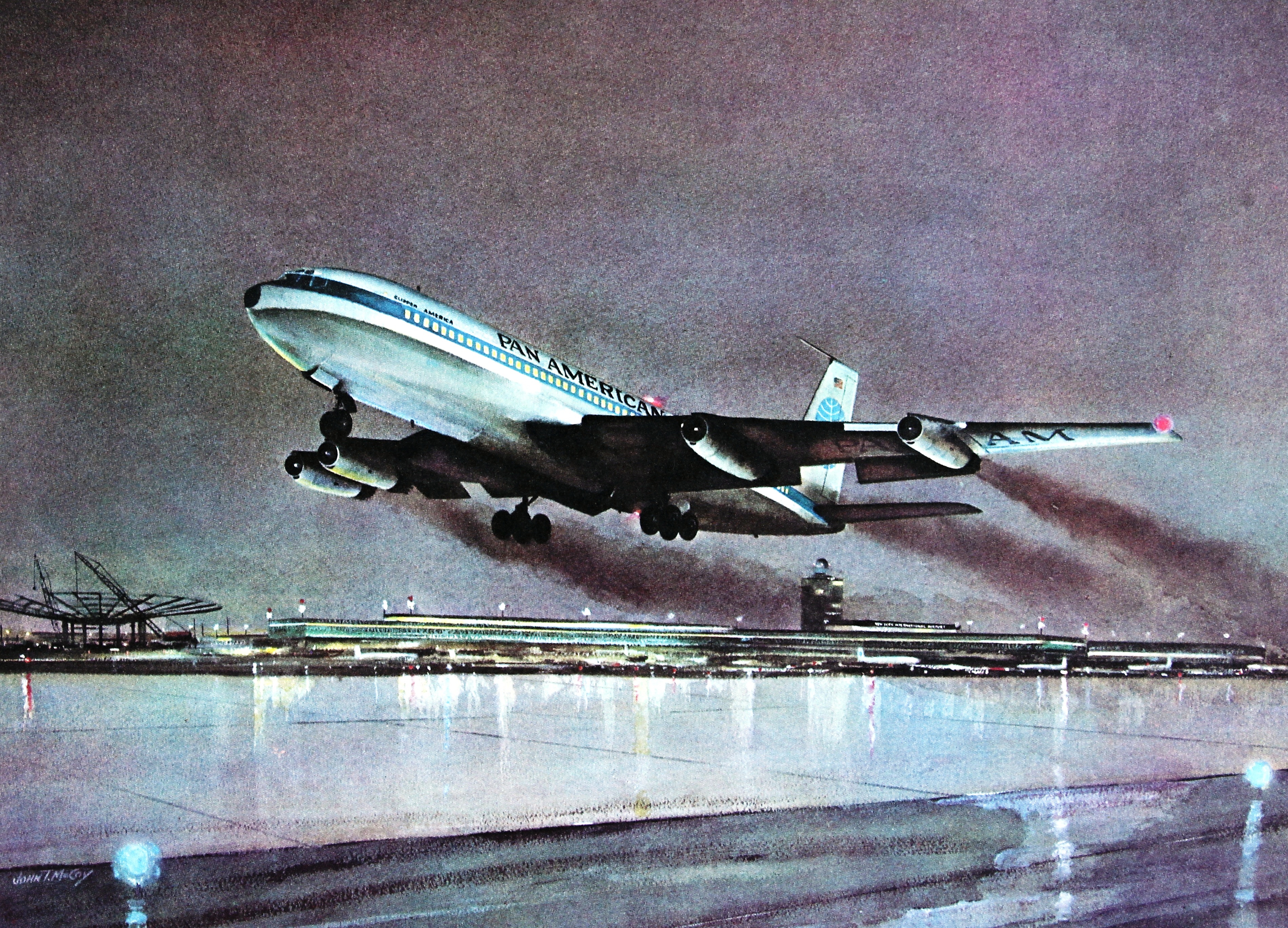 3800x2737 The Pan Am Series Part Xi The First Jet Flight Jpb Transportation - Airplane Watercolor