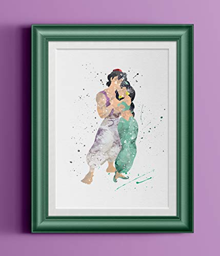 429x500 Aladdin Jasmine Watercolor Home Print Handmade - Aladdin Watercolor