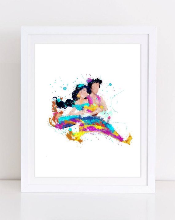 570x713 70% Aladdin Watercolor Poster Disney Poster Disney Watercolor Etsy - Aladdin Watercolor