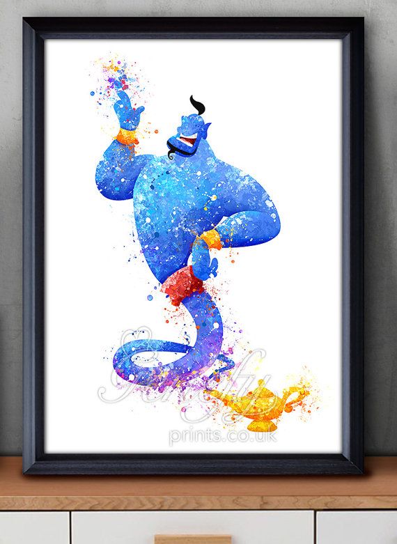 570x781 Disney Genie Aladdin Watercolor Art Poster Print By Genefyprints - Aladdin Watercolor