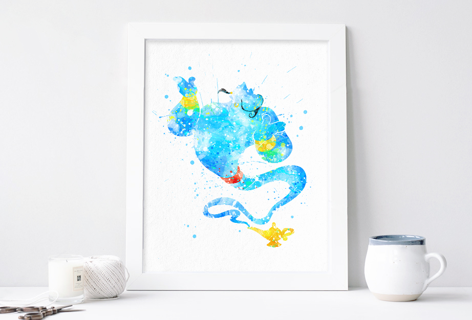 922x626 Genie Poster - Aladdin Watercolor