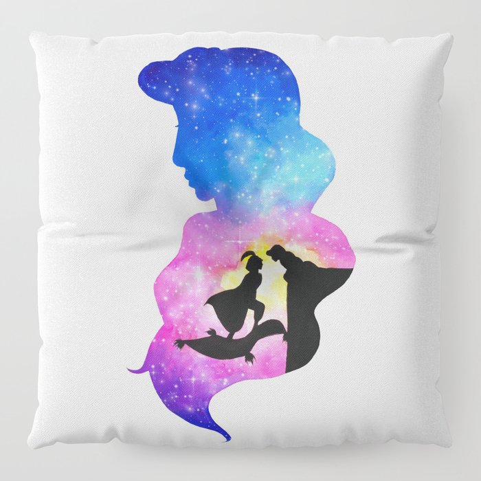 700x700 Jasmine Watercolor Double Exposure Aladdin Floor Pillow By - Aladdin Watercolor