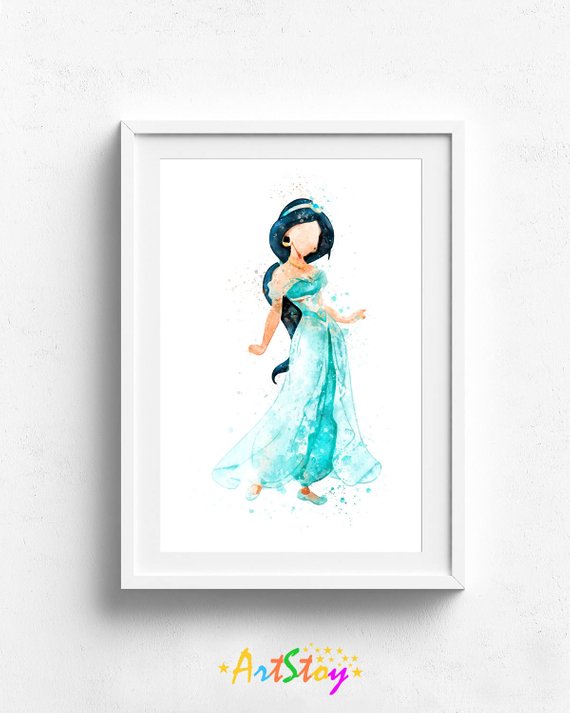 570x713 Princess Jasmine Aladdin Watercolor Princess Art Print Etsy - Aladdin Watercolor