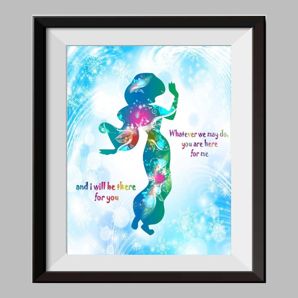 1000x1000 Princess Jasmine And Aladdin Watercolor Print Nursery Decor - Aladdin Watercolor