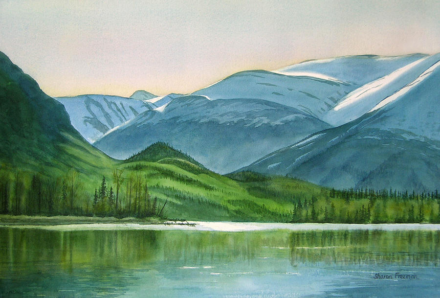 900x609 Kenai Lake Reflections Painting By Sharon Freeman - Alaska Watercolor