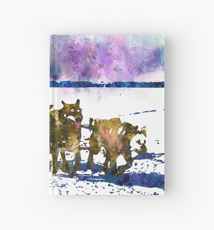 827x889 A Sled Dog Team, Alaska, Watercolor Alaska, Watercolor Sled Dog - Alaska Watercolor