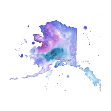 380x380 Alaska Map - Alaska Watercolor
