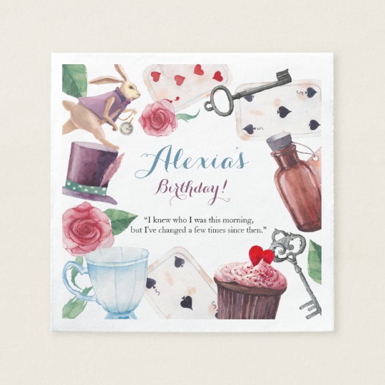 540x540 Alice In Wonderland Watercolor Hand Painted Rabbit Paper Napkin - Alice In Wonderland Watercolor