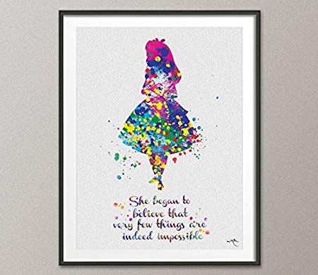 450x390 Cocomilla Alice In Wonderland Watercolor Print Inspirational Quote - Alice In Wonderland Watercolor