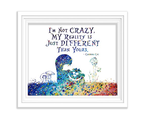 570x465 Cheshire Cat Watercolor Art Print Alice In Wonderland Quote - Alice In Wonderland Watercolor