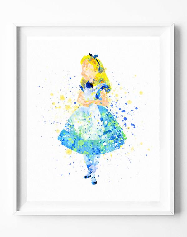 600x761 Disney Princess Alice Art Print Poster Alice In Wonderland - Alice In Wonderland Watercolor
