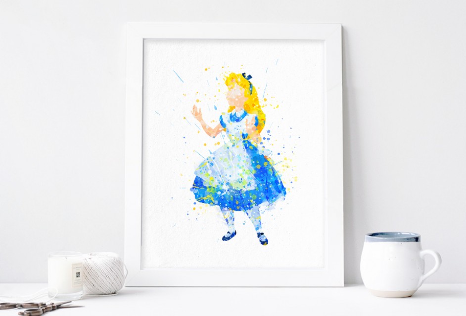942x640 Alice Print, Alice In Wonderland Watercolor Disney - Alice In Wonderland Watercolor