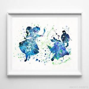 300x300 Alice In Wonderland Wall Art Disney Watercolor Poster Home Decor - Alice In Wonderland Watercolor Painting