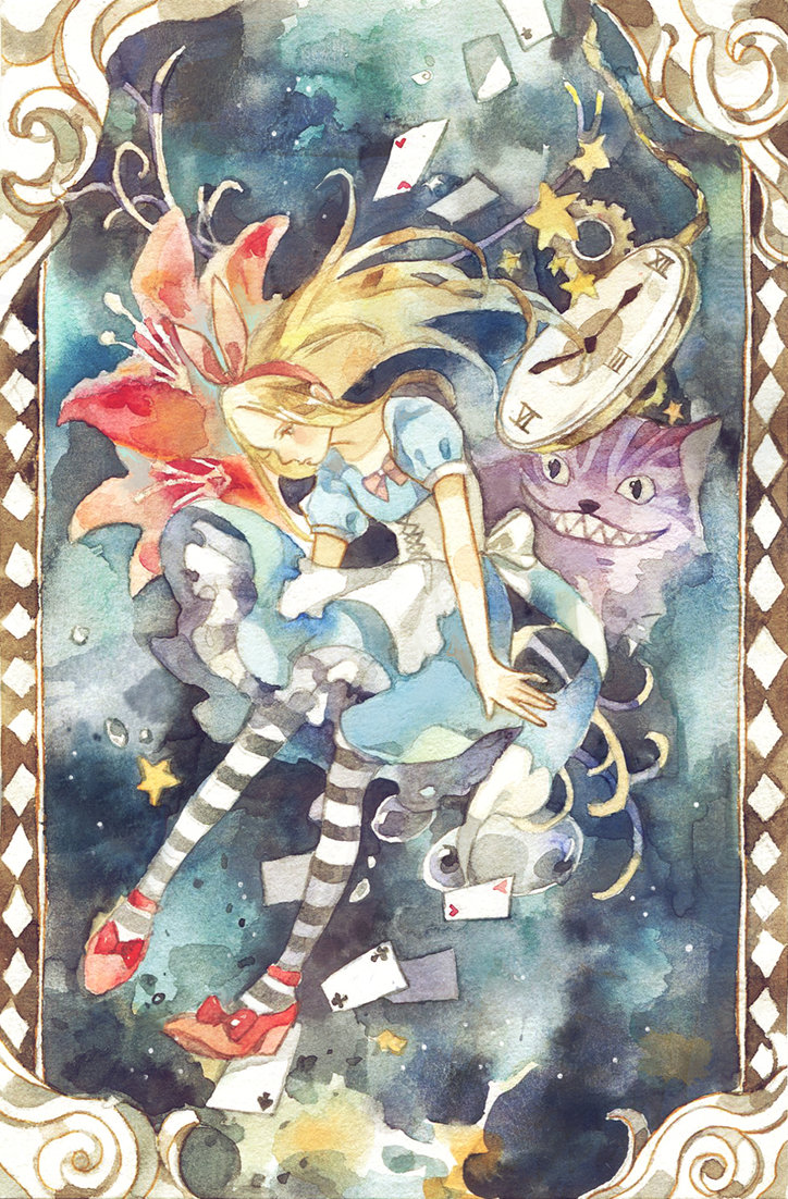 724x1102 Alice In Wonderland By Chucky Tan - Alice In Wonderland Watercolor Painting