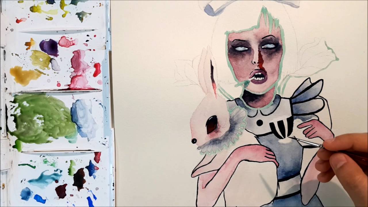 1280x720 Alice In Wonderland Watercolor Painting (Beginner) - Alice In Wonderland Watercolor Painting