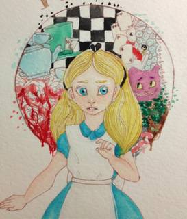 273x320 Alice In Wonderland Watercolor Painting. - Alice In Wonderland Watercolor Painting