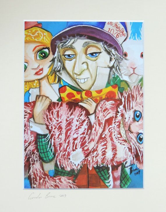 570x725 Alice In Wonderland Watercolour Mounted Print With The Mad Hatter - Alice In Wonderland Watercolor Painting