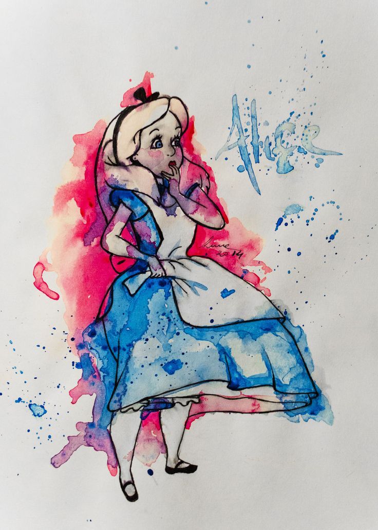 736x1030 Alice In Wonderland Watercolor Tattoo Tattoos - Alice In Wonderland Watercolor Painting