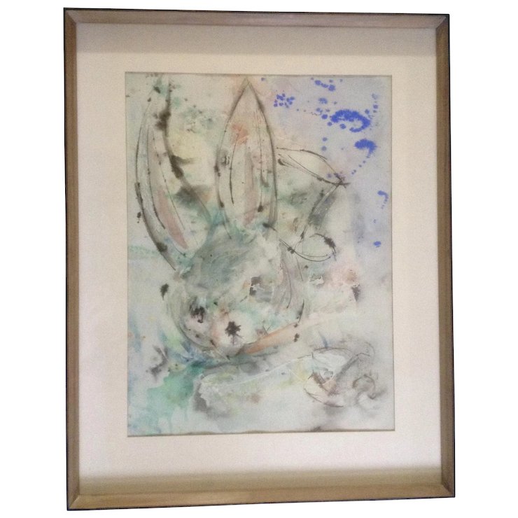 740x740 Bunny Rabbit Surrealism Alice In Wonderland Mixed Media Watercolor - Alice In Wonderland Watercolor Painting