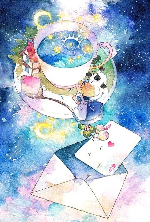 510x755 Pin By Gina Wong On Drawing Alice, Teas And Anime - Alice In Wonderland Watercolor Painting