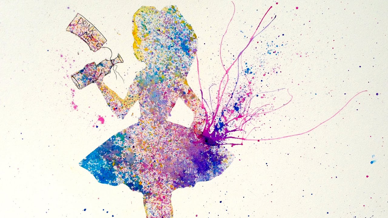 1280x721 Alice In Wonderland Easy Acrylic Splatter Painting The Looking - Alice In Wonderland Watercolor Painting
