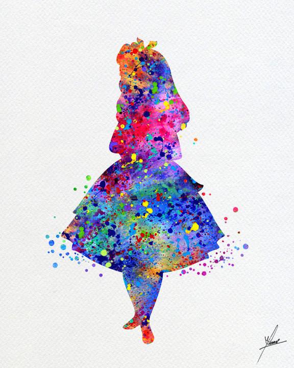 576x720 Alice In Wonderland Inspired Watercolor Illustrations Art Print - Alice Watercolor