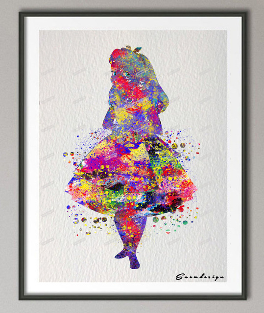 539x640 Alice In Wonderland Watercolor Canvas Painting Wall Art Poster - Alice Watercolor