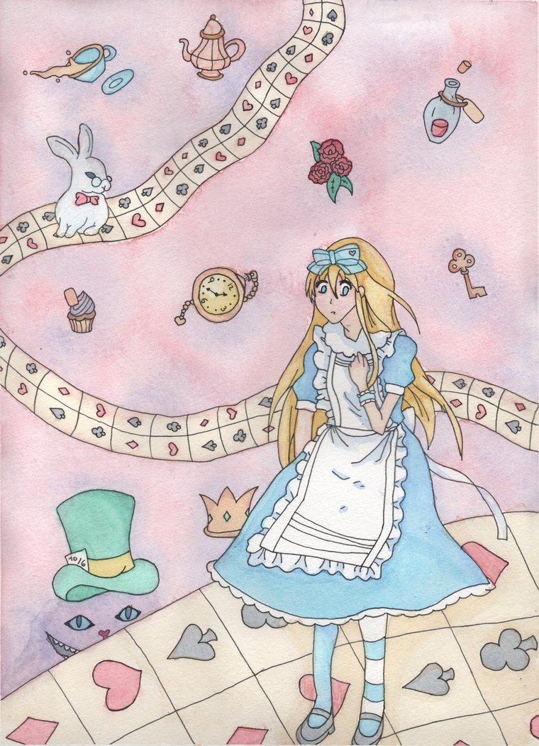 760x1052 Watercolor Alice In Wonderland By Polivui - Alice Watercolor