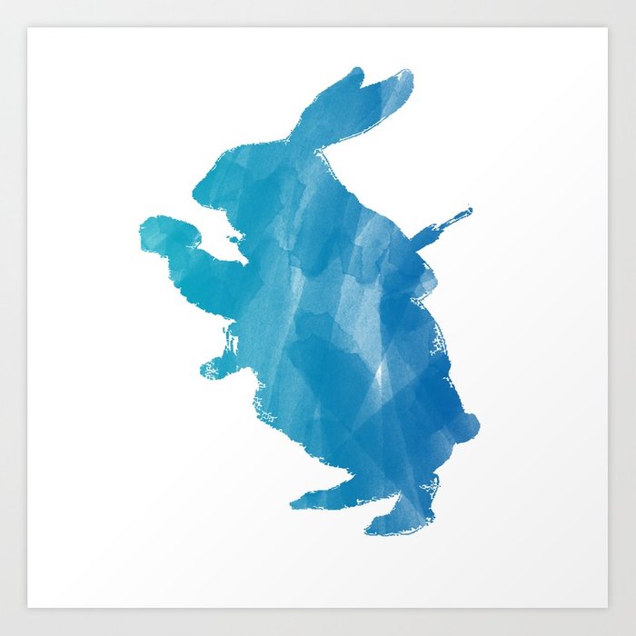 700x700 White Rabbit Alice In Wonderland Blue Watercolor Art Print By - Alice Watercolor