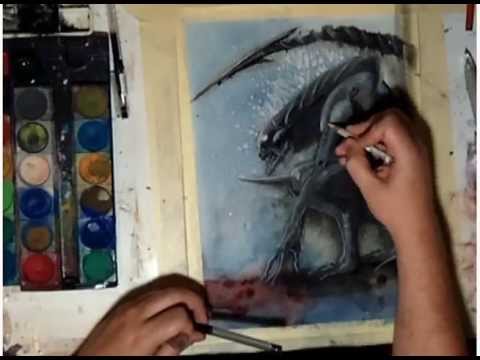 480x360 Alien Water Color Painting - Alien Watercolor