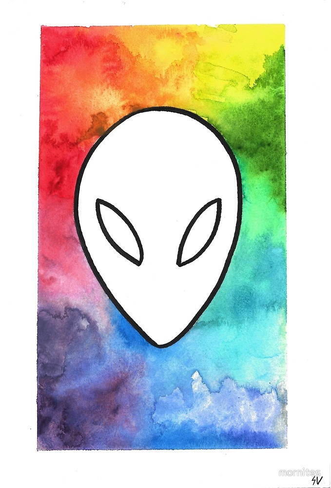 679x1000 Alien Watercolor By Mornites Redbubble - Alien Watercolor