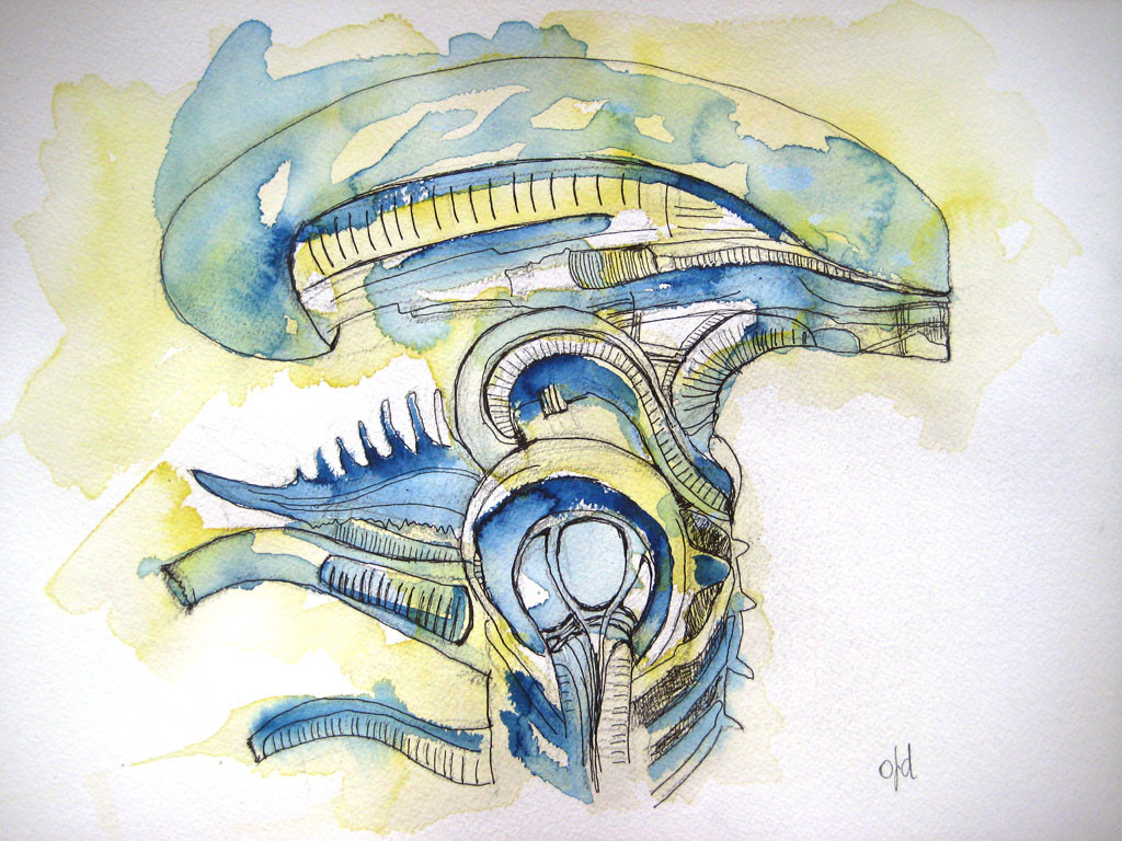 1024x768 Alien Serie Alien. - Alien Watercolor