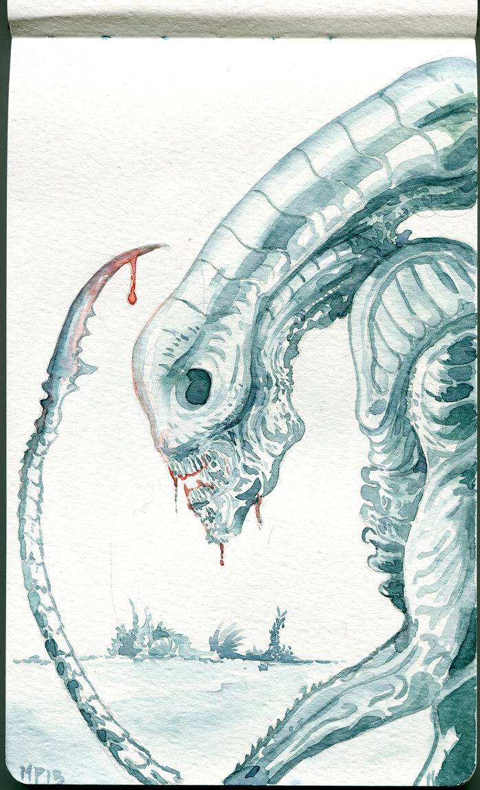 697x1146 Alien Watercolor By Marcopagnotta - Alien Watercolor
