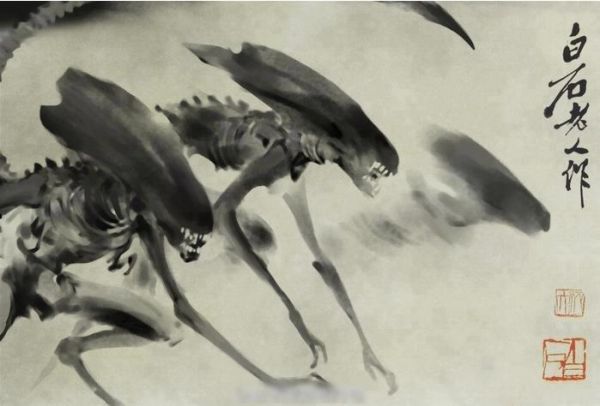 600x406 Xenomorph Watercolor Painting [Alien Art] - Alien Watercolor