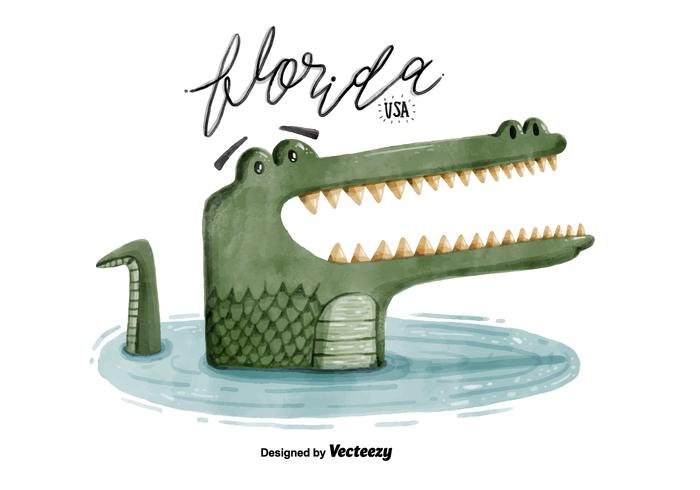 700x490 Free Florida Alligator Watercolor Vector - Alligator Watercolor